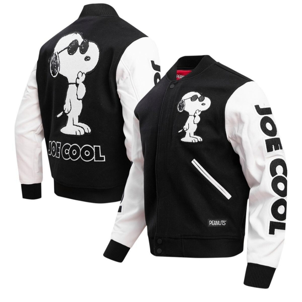 Peanuts Snoopy Joe Cool Full-Zip Varsity Black/White Jacket